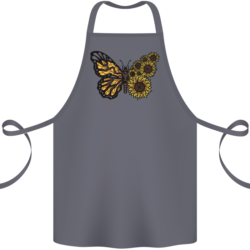 A Sunflower Butterfly Cotton Apron 100% Organic Steel