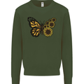 A Sunflower Butterfly Kids Sweatshirt Jumper Forest Green