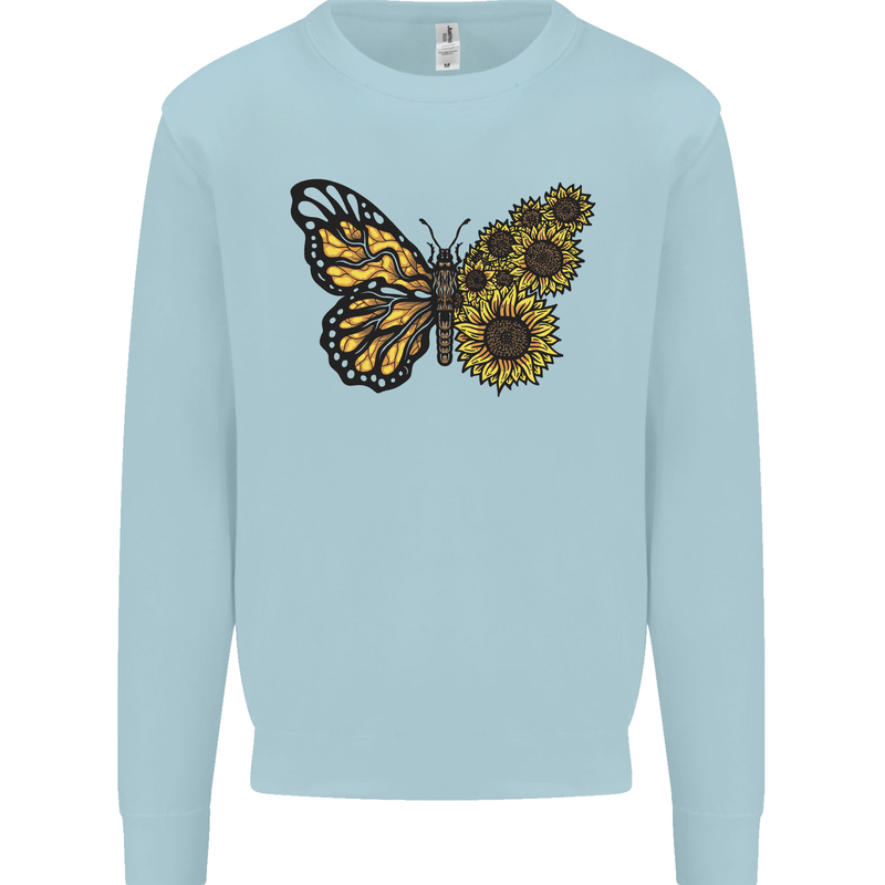 A Sunflower Butterfly Kids Sweatshirt Jumper Light Blue