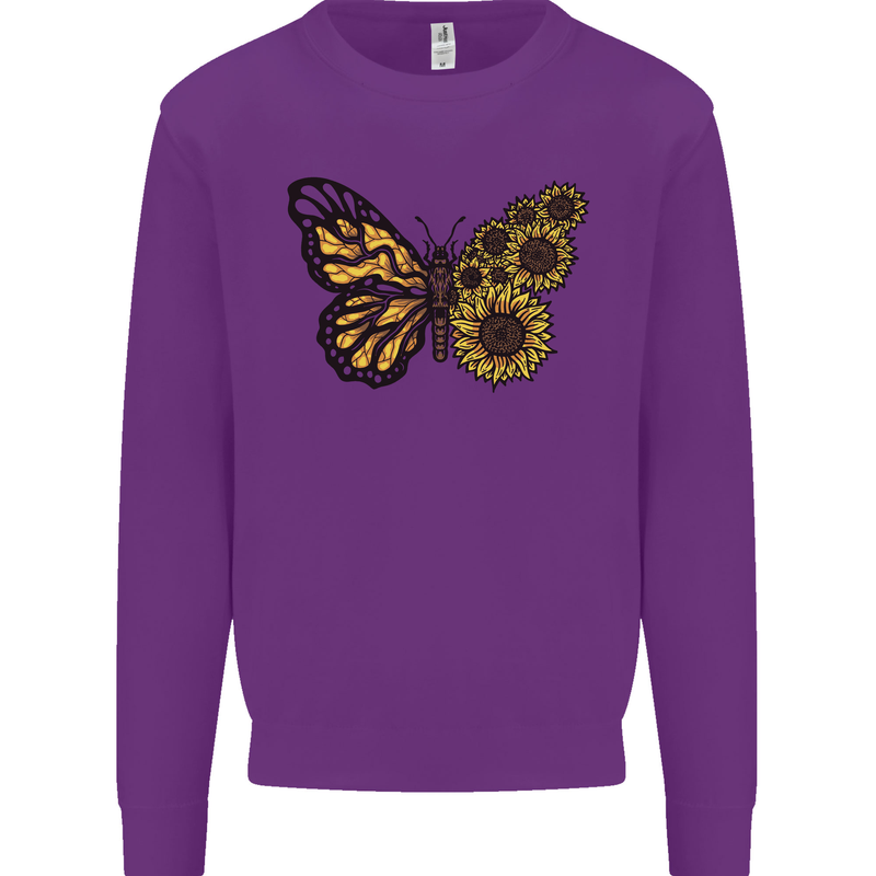 A Sunflower Butterfly Kids Sweatshirt Jumper Purple