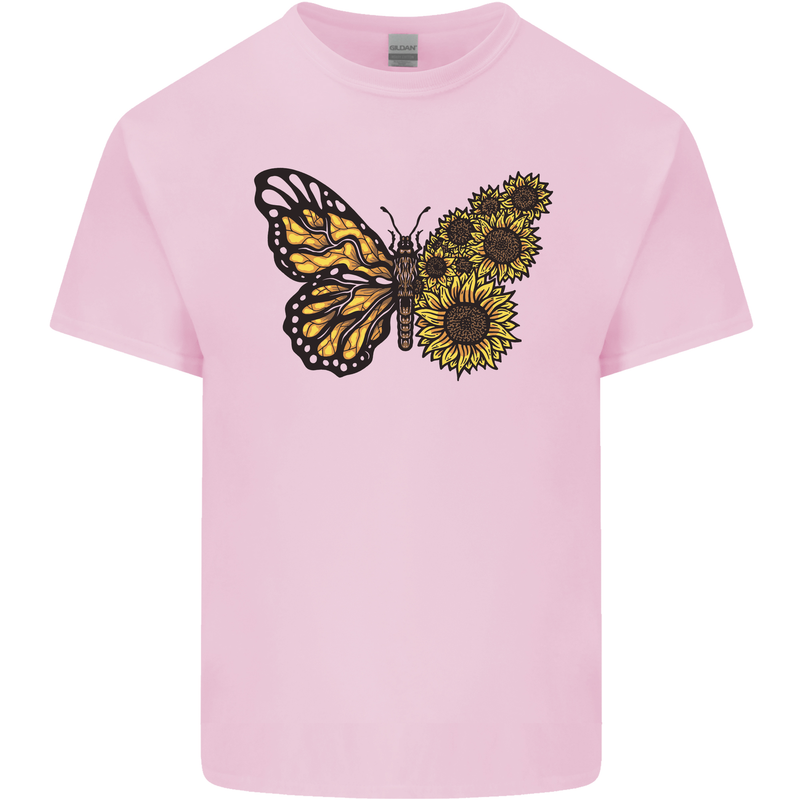A Sunflower Butterfly Kids T-Shirt Childrens Light Pink