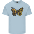 A Sunflower Butterfly Mens Cotton T-Shirt Tee Top Light Blue
