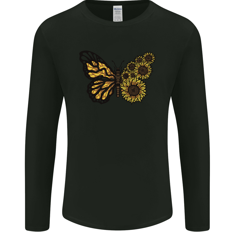 A Sunflower Butterfly Mens Long Sleeve T-Shirt Black