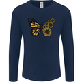 A Sunflower Butterfly Mens Long Sleeve T-Shirt Navy Blue