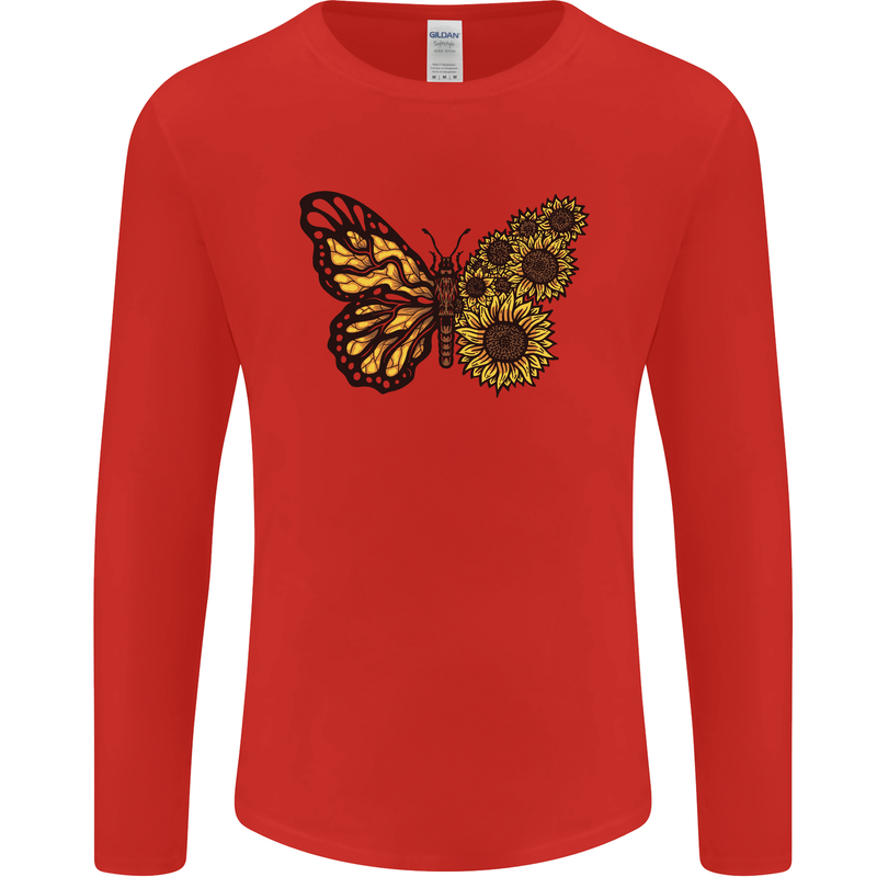 A Sunflower Butterfly Mens Long Sleeve T-Shirt Red