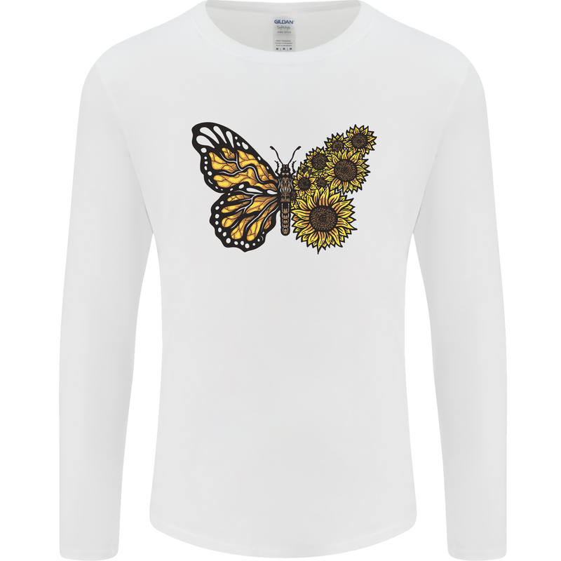 A Sunflower Butterfly Mens Long Sleeve T-Shirt White