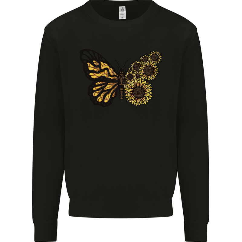 A Sunflower Butterfly Mens Sweatshirt Jumper Black