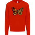 A Sunflower Butterfly Mens Sweatshirt Jumper Bright Red