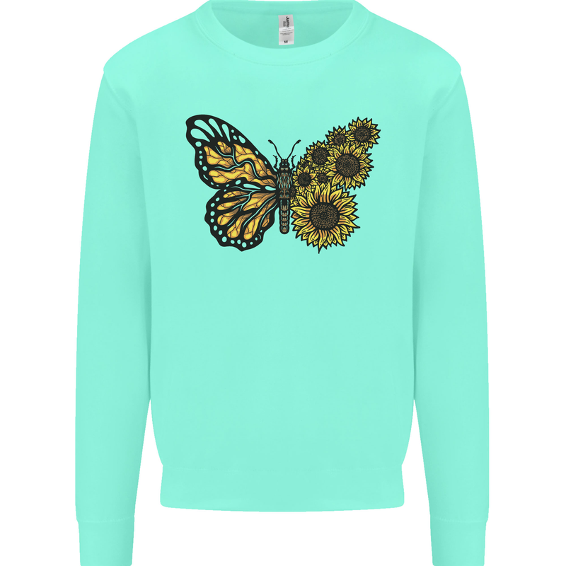 A Sunflower Butterfly Mens Sweatshirt Jumper Peppermint