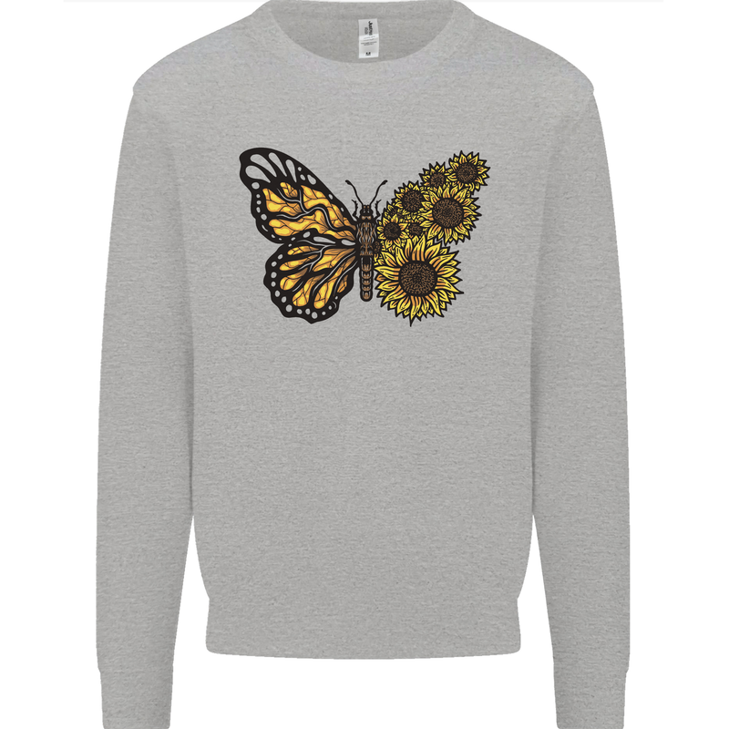 A Sunflower Butterfly Mens Sweatshirt Jumper Sports Grey