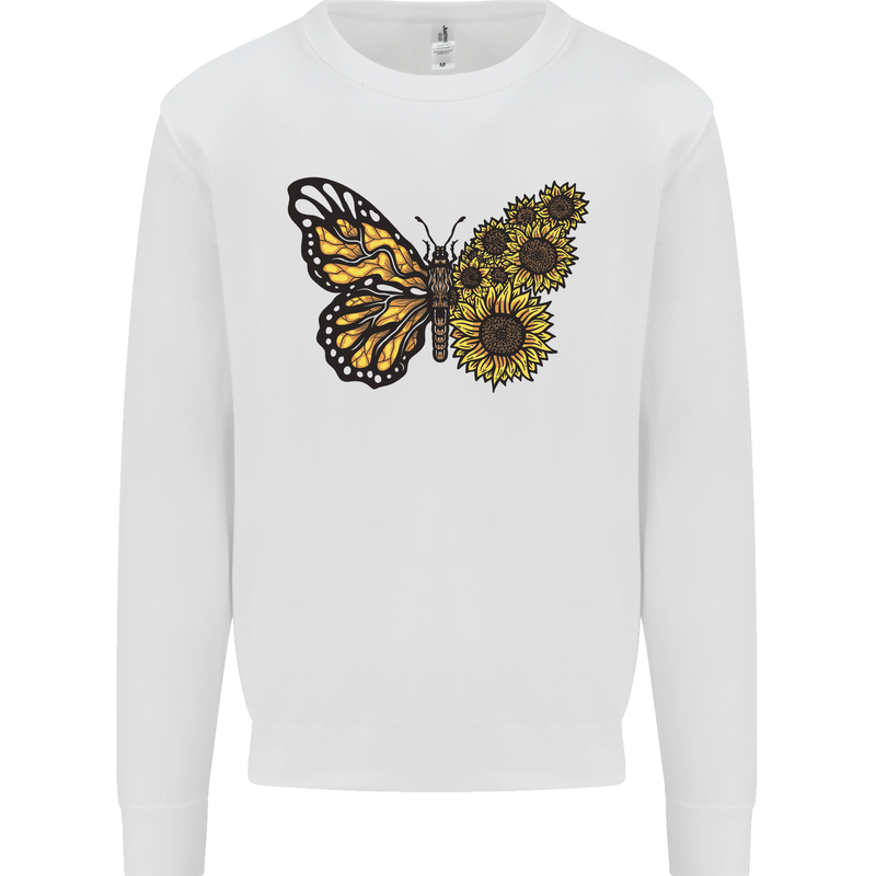 A Sunflower Butterfly Mens Sweatshirt Jumper White