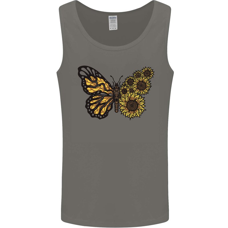 A Sunflower Butterfly Mens Vest Tank Top Charcoal