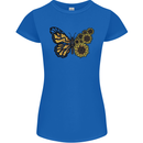A Sunflower Butterfly Womens Petite Cut T-Shirt Royal Blue