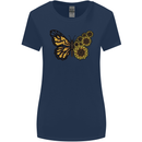 A Sunflower Butterfly Womens Wider Cut T-Shirt Navy Blue