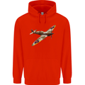 A Supermarine Spitfire Fying Solo Childrens Kids Hoodie Bright Red