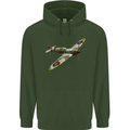 A Supermarine Spitfire Fying Solo Childrens Kids Hoodie Forest Green