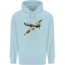 A Supermarine Spitfire Fying Solo Childrens Kids Hoodie Light Blue