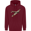 A Supermarine Spitfire Fying Solo Childrens Kids Hoodie Maroon