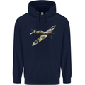 A Supermarine Spitfire Fying Solo Childrens Kids Hoodie Navy Blue