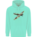A Supermarine Spitfire Fying Solo Childrens Kids Hoodie Peppermint