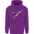 A Supermarine Spitfire Fying Solo Childrens Kids Hoodie Purple