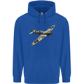 A Supermarine Spitfire Fying Solo Childrens Kids Hoodie Royal Blue