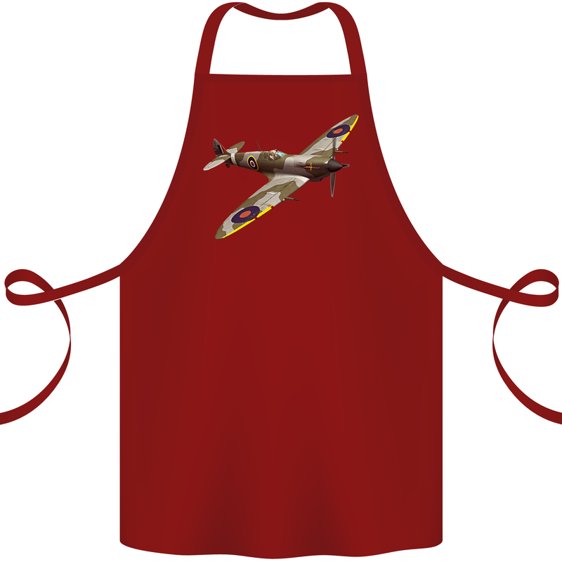 A Supermarine Spitfire Fying Solo Cotton Apron 100% Organic Maroon