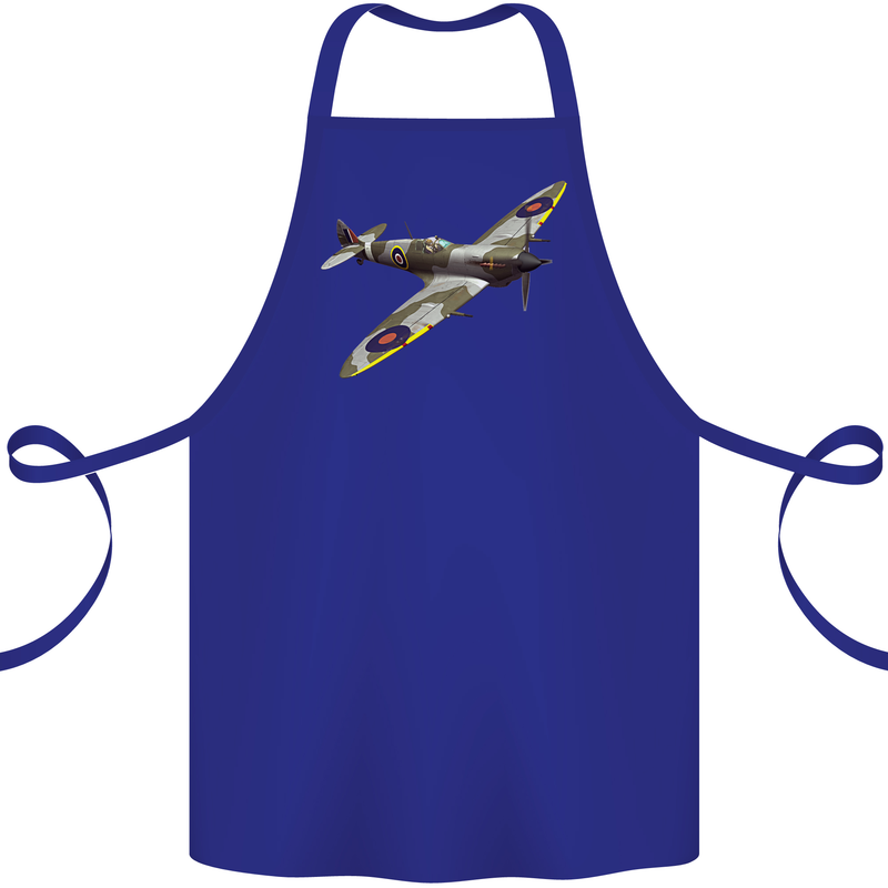 A Supermarine Spitfire Fying Solo Cotton Apron 100% Organic Royal Blue