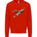 A Supermarine Spitfire Fying Solo Kids Sweatshirt Jumper Bright Red
