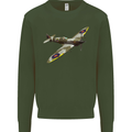 A Supermarine Spitfire Fying Solo Kids Sweatshirt Jumper Forest Green
