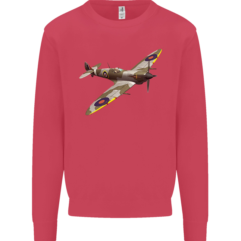 A Supermarine Spitfire Fying Solo Kids Sweatshirt Jumper Heliconia