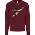 A Supermarine Spitfire Fying Solo Kids Sweatshirt Jumper Maroon