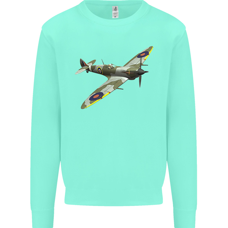 A Supermarine Spitfire Fying Solo Kids Sweatshirt Jumper Peppermint