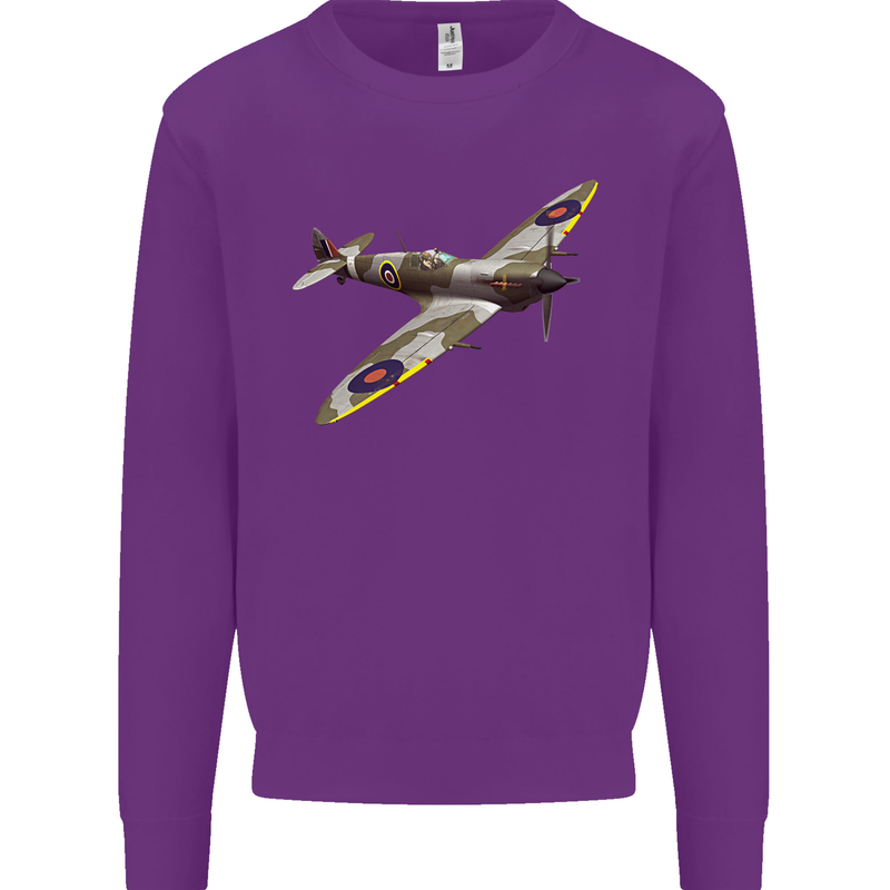 A Supermarine Spitfire Fying Solo Kids Sweatshirt Jumper Purple