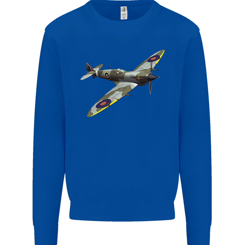 A Supermarine Spitfire Fying Solo Kids Sweatshirt Jumper Royal Blue