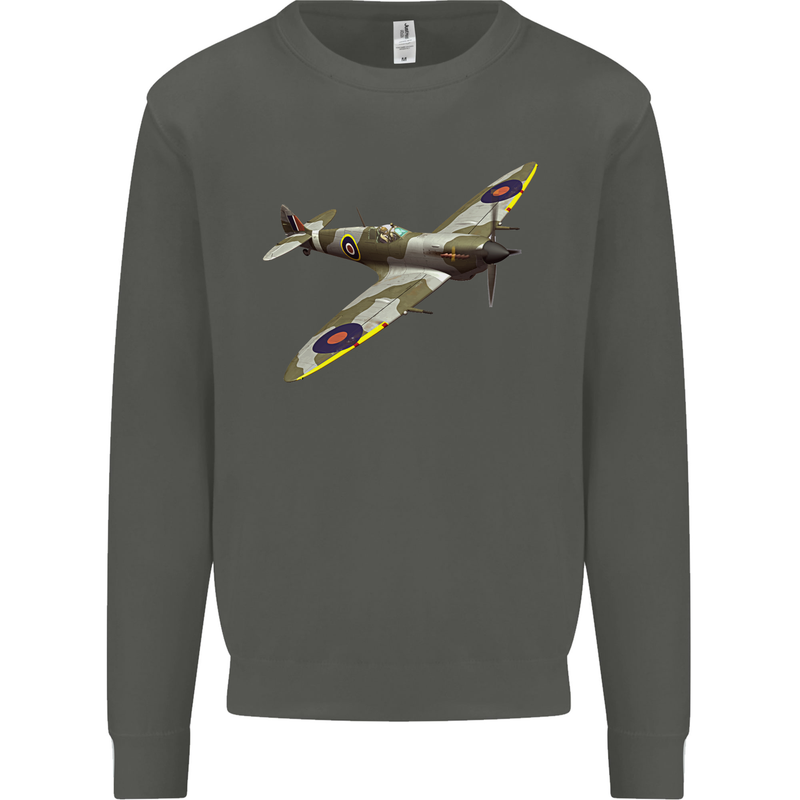 A Supermarine Spitfire Fying Solo Kids Sweatshirt Jumper Storm Grey