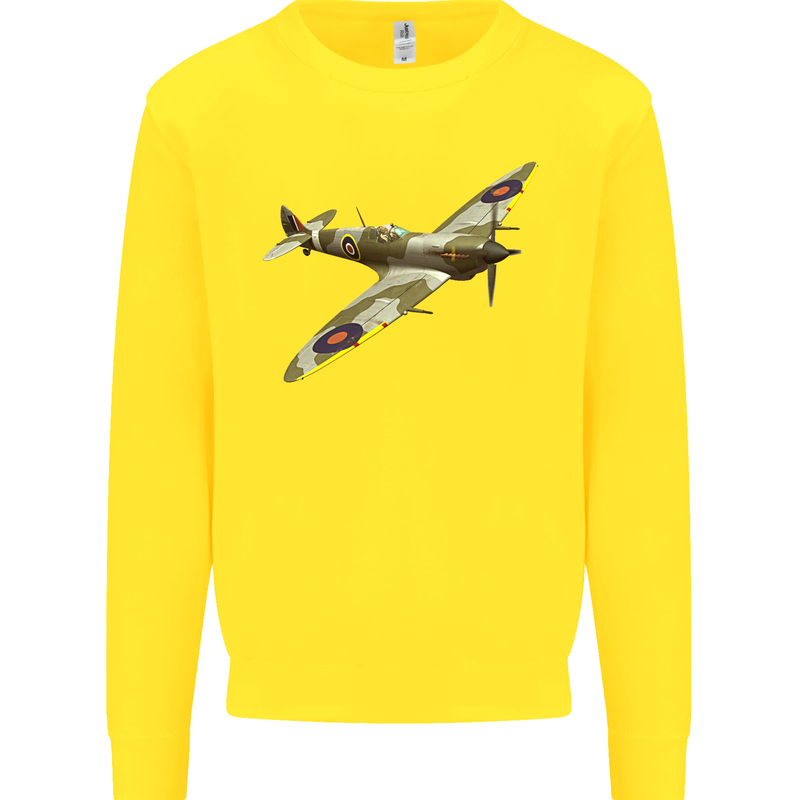 A Supermarine Spitfire Fying Solo Kids Sweatshirt Jumper Yellow