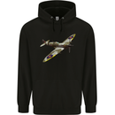 A Supermarine Spitfire Fying Solo Mens 80% Cotton Hoodie Black