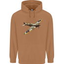 A Supermarine Spitfire Fying Solo Mens 80% Cotton Hoodie Caramel Latte