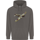 A Supermarine Spitfire Fying Solo Mens 80% Cotton Hoodie Charcoal