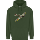A Supermarine Spitfire Fying Solo Mens 80% Cotton Hoodie Forest Green