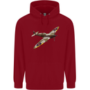 A Supermarine Spitfire Fying Solo Mens 80% Cotton Hoodie Red
