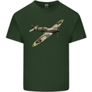 A Supermarine Spitfire Fying Solo Mens Cotton T-Shirt Tee Top Forest Green
