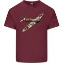 A Supermarine Spitfire Fying Solo Mens Cotton T-Shirt Tee Top Maroon