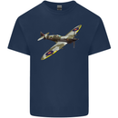 A Supermarine Spitfire Fying Solo Mens Cotton T-Shirt Tee Top Navy Blue
