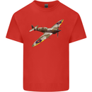 A Supermarine Spitfire Fying Solo Mens Cotton T-Shirt Tee Top Red