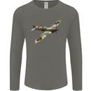 A Supermarine Spitfire Fying Solo Mens Long Sleeve T-Shirt Charcoal
