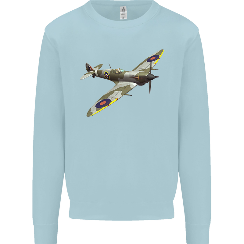 A Supermarine Spitfire Fying Solo Mens Sweatshirt Jumper Light Blue