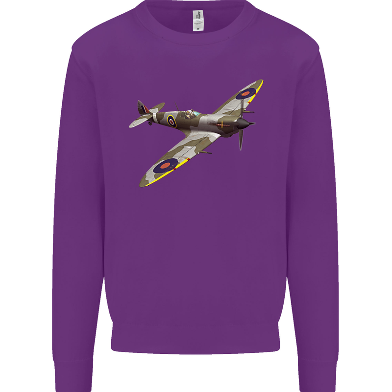 A Supermarine Spitfire Fying Solo Mens Sweatshirt Jumper Purple