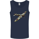 A Supermarine Spitfire Fying Solo Mens Vest Tank Top Navy Blue